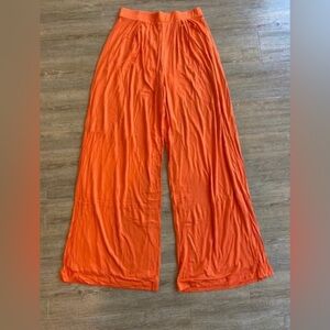 Women’s Orange Self-Double Layer Wide Leg Pants XL